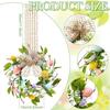 Easter Wreath for Front Door Hangable Artificial Floral Garland with Bow Design Window Ornament for Home Holiday Decorations