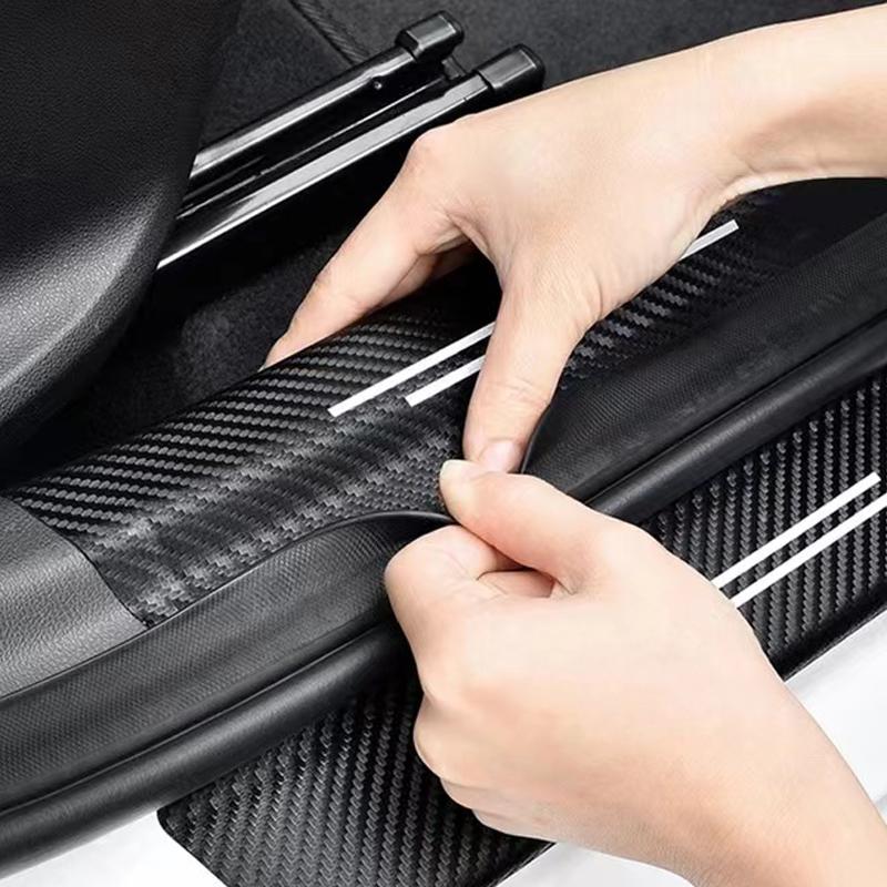 Car Carbon Fiber Door Sill Sticker Auto Protector Strip Waterproof For Mitsubishi Accessories Lancer Outlander ASX Colt I200 Ex