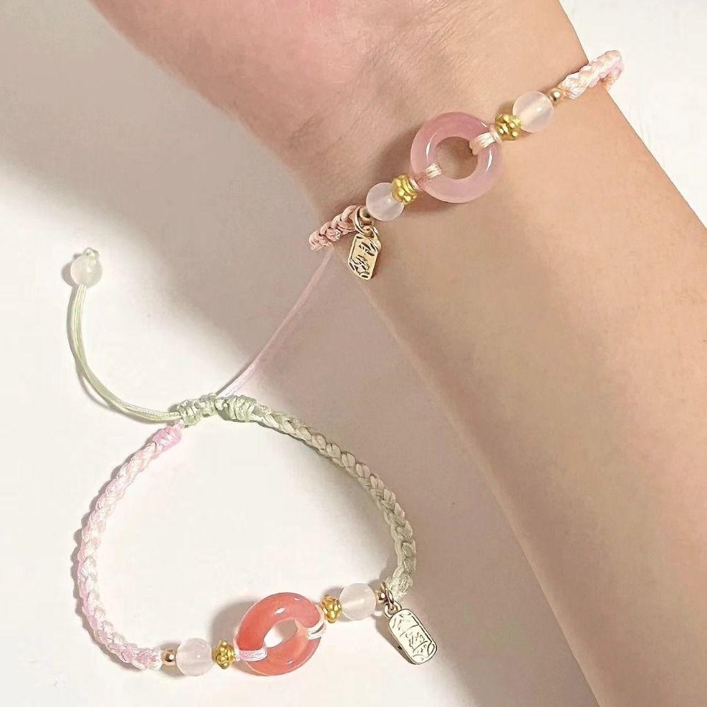Beaded Ping An Buckle Bracelet Zodiac Year Weave Hand Rope Fashion Couple Bracelet  Lovers