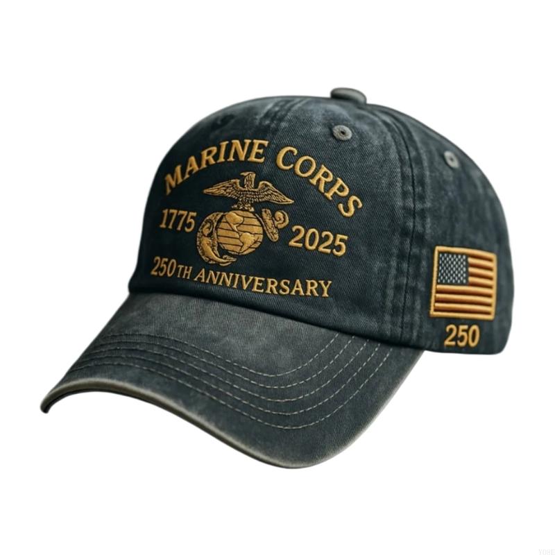 250th Anniversary Marine Corps Baseball Cap Commemorative Embroidery Pattern Cotton Adjustable Hat for Daily Wear Y08E