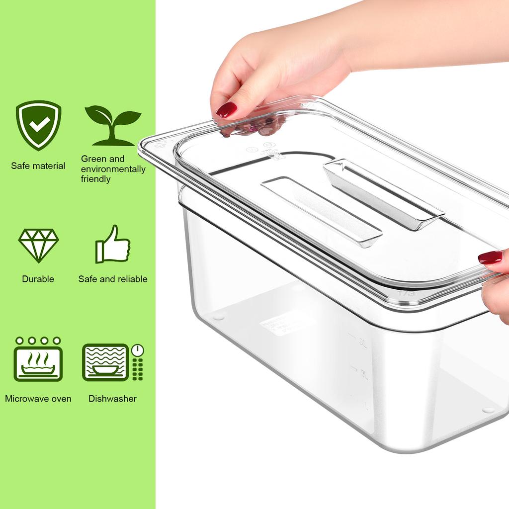 10 Pcs 1/3 Size Clear Food Pan Lids Polycarbonate Universal Handled Hotel Pan Cover Table Catering Plastic Food Pan Lid With Han