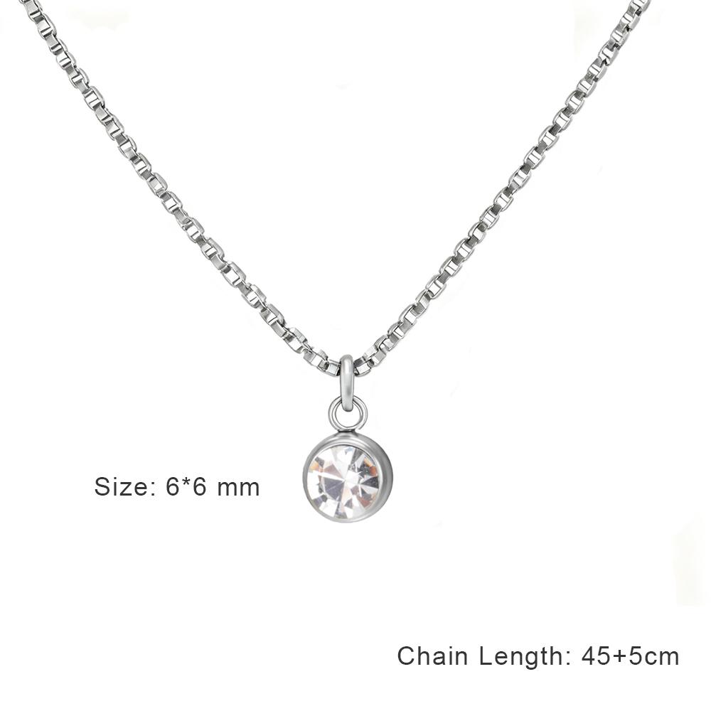 

Clear Zircon 12 Month Birthstone Charm Necklace for Women Stainless Steel Thin Box Chain Necklace Jewelry Birthday Gift 2026 45-50 CM