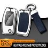 Metalowe Skórzane Etui na Kluczyki Samochodowe Do Ford Focus 2 3 Ecosport C-Max S-Max Ka Mondeo Kuga Galaxy Fiesta Brelok Akcesoria