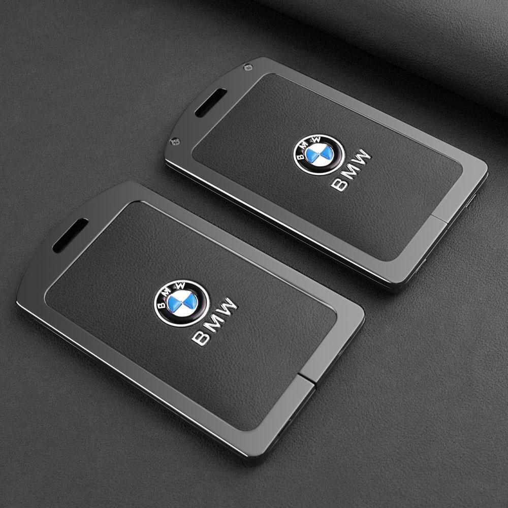 Zinc Alloy Leather Key Case Shell Buckle Car Key Cover Fit For BMW 1 3 5 7 Series X1 X3 X5 X6 X7 535le Auto Keychain Accessories