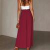 Womens High Waist Wide Leg Pants Loose Fit Stretchy Casual Trousers 2026 Wine Red
