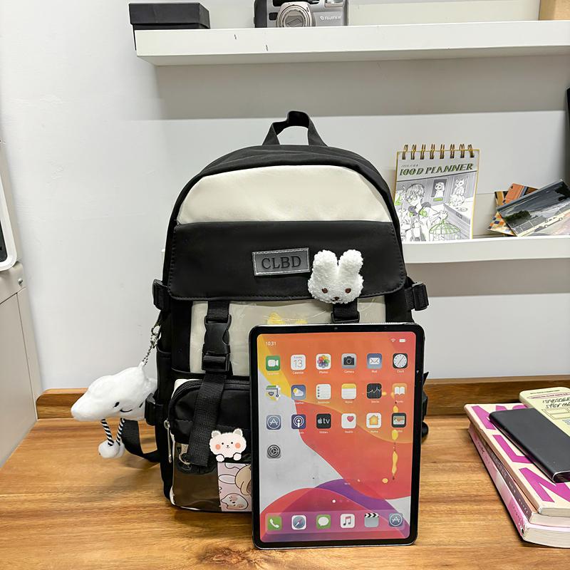 Large Capacity Students' Book Bag Color Contrast Schoolbag Girls Campus Lightweight Backpack