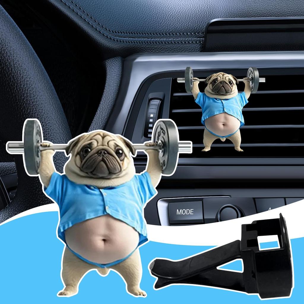 Weightlifting Dog Air Freshener Car Vent Clip 2D Acrylic Decorative Auto Aromatherapy Funny Shape Vent Outlet Perfume for Car