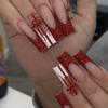 Cross-border New Christmas Wearable Nail Tips, French Wedding Fake Nail Nails, 24 Nail Pieces