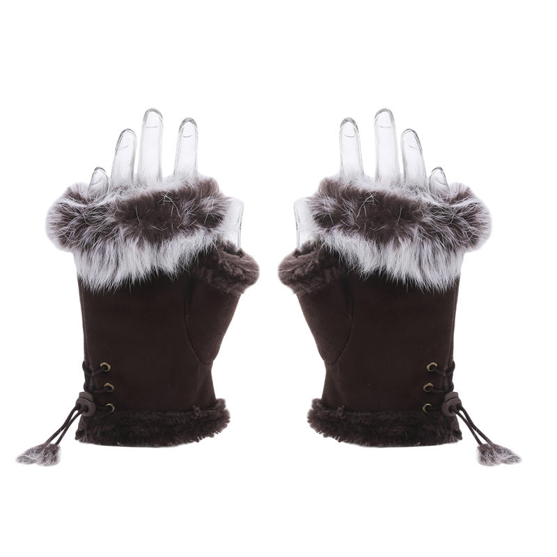 Soft Winter Half Finger Gloves Women Warm Luxury Plush Fingerless Gloves Wrist Mittens Writting