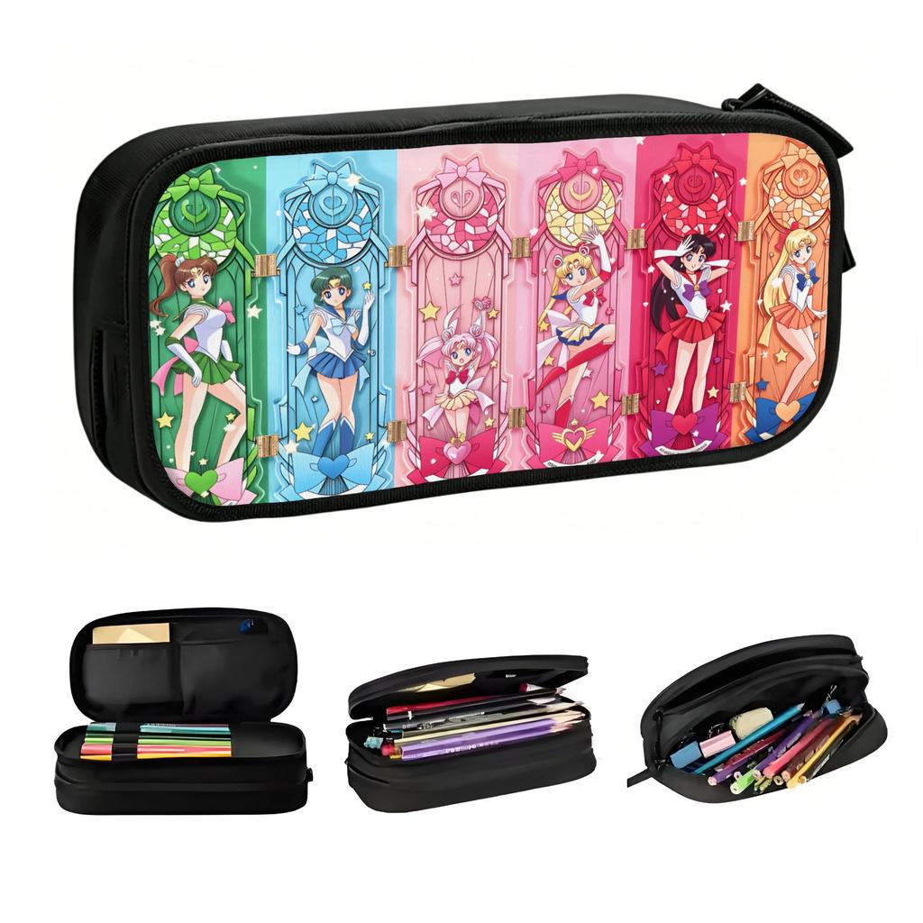 Cute Sailor Moon Jupiter Mercury Pencil Cases for Girl Boy Large Capacity Mars Venus Pencil Box School Supplies