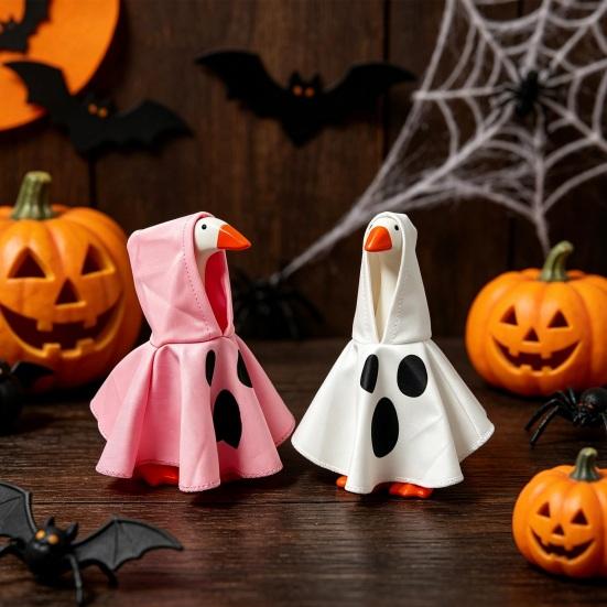 Halloween Desk Goose Outfit, Goose Witch Cape And Pointed Hat, Ghost Hoodie, Holiday Costume for 7-Inch Desk Goose Statue