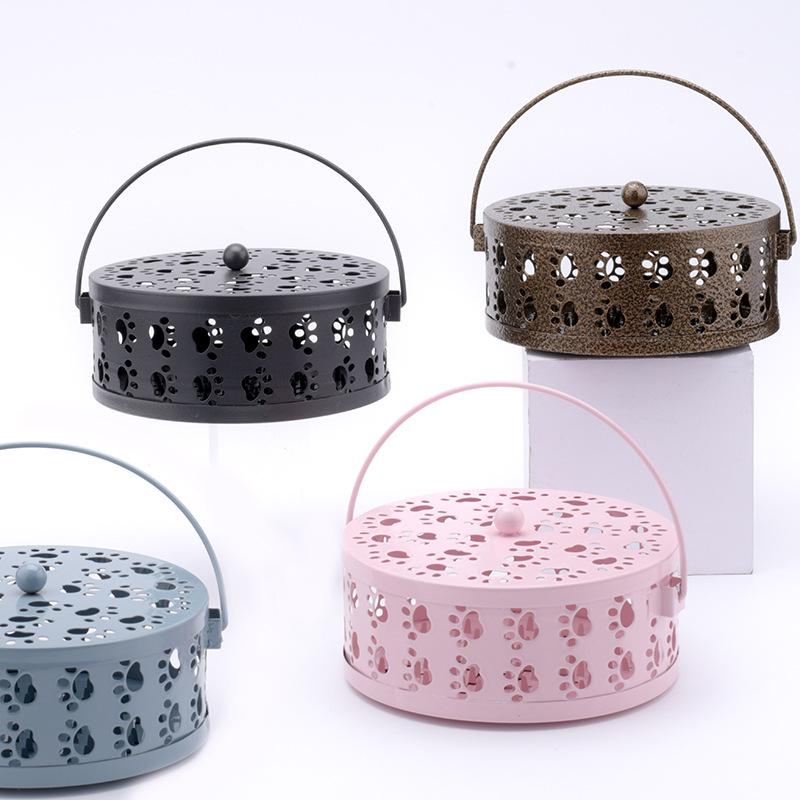 Cat Paw Incense Burner and Mosquito Coil Holder - Fireproof Iron Art Aroma Diffuser with Lid for Indoor Use.