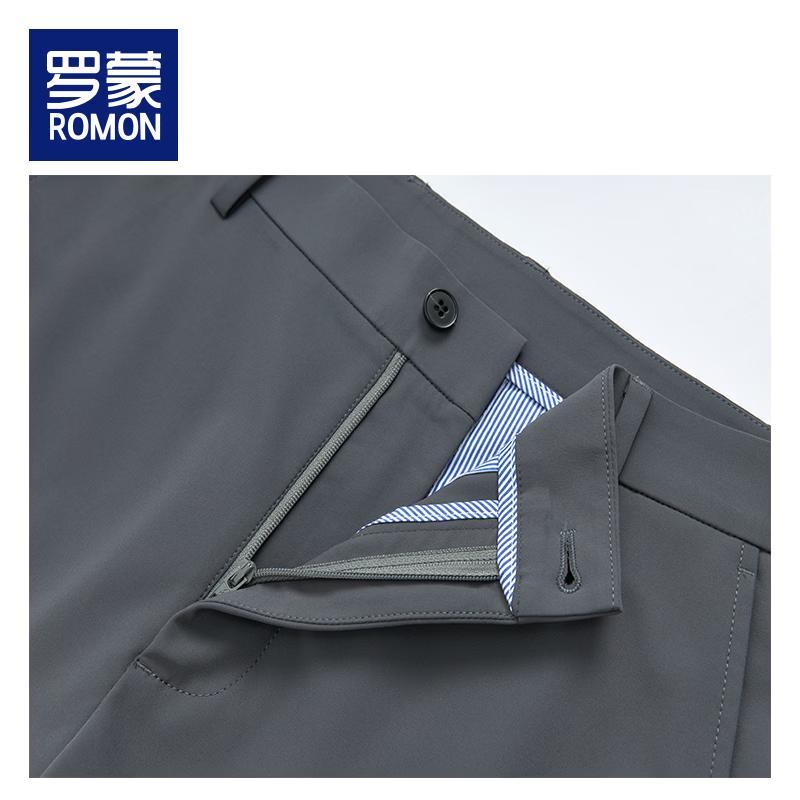 ROMON Men's Business Casual Straight-Leg Commuter Trousers
