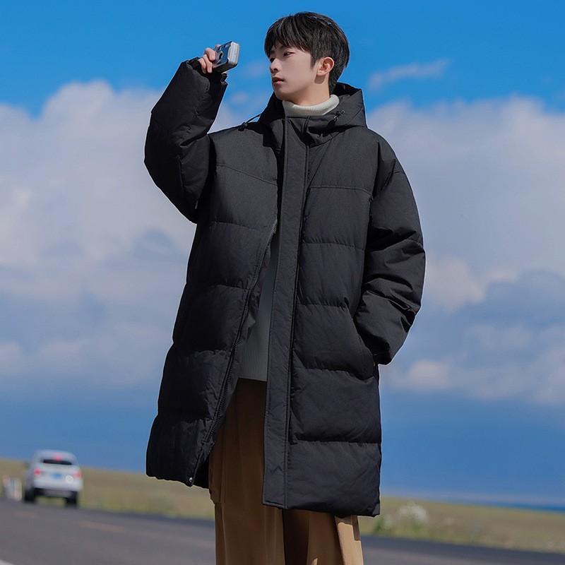 Winter Couples Patchwork Cotton Coat Mens Womens Long Knee-Length Warm Windproof Thick Puffer Jacket