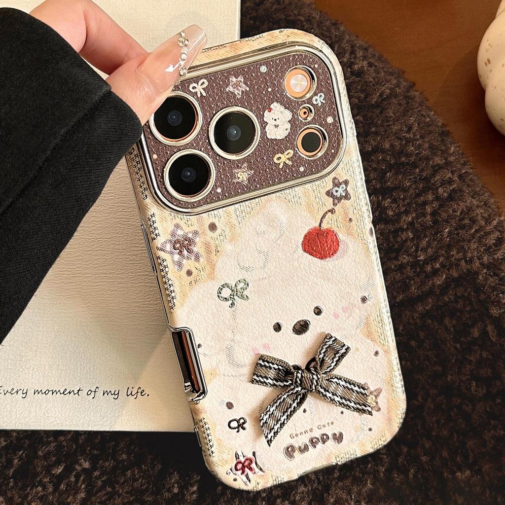 Uroczy Kreskówkowy Szczeniak z Muszką Etui na Telefon dla iPhone 15, iPhone 16, iPhone 17 Pro Max