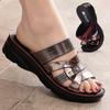 Damen Sandalen Sommer Neu PU Leder Damen Hausschuhe Damen Lässig Strand Keilabsatz Schuhe Mutter Ballerinas Sandalen Bequem