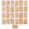 Crocon Sunstone Rectangle Shape Gemstone Runes with Elder Futhark Alphabet Engraved 25 Pcs Rune Set  : 20-25mm