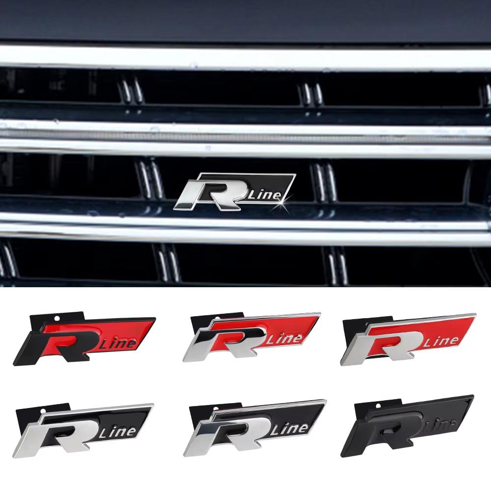 AABIN1 Car Styling Front Grille Badge Decoration Rline Metal Emblem For Volkswagen VW Golf 4 5 6 7 8 Passat T5 B5 b6 b8 MK6 MK7 Tiguan
