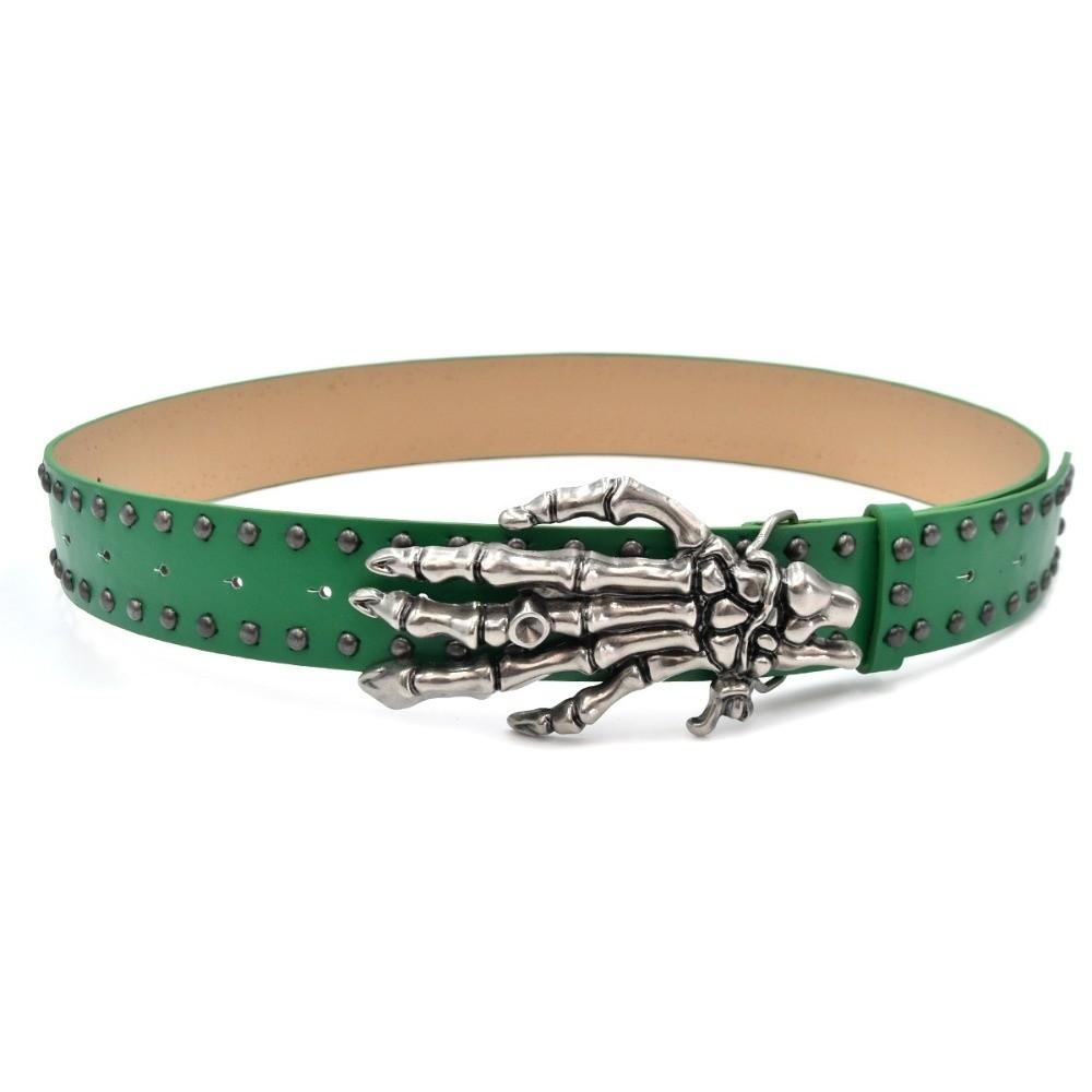 Adjustable Black Rivet Belt Wide Skeleton Claw Belt Fashion Skull Waistband Waist Seal