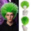 Perruque Homme Anime Courte Lisse Verte Halloween Cosplay Perruques Tête Explosive Moelleuse Jeu de Rôle