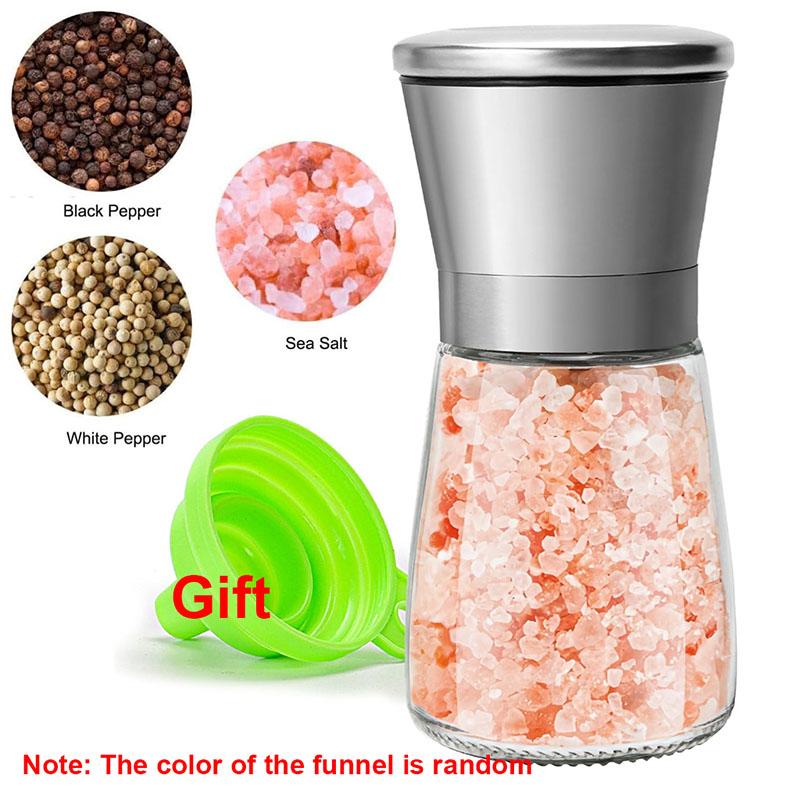 Перечница Солонка Ручная Солонка Перечница с Набором Воронки Специи Регулируемая Степень Помола с 5 Уровнями Перечница