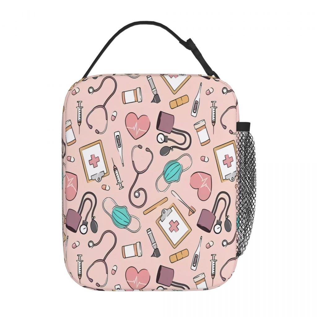 Cartoon Doctor Nurse Lunch Bag Enfermera En Apuros Grocery Casual Lunch Box For Adult School Cooler Bag Designer Tote Food Bags