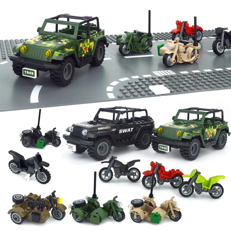 Ww2 Militare Swat Suv Auto Blocchi da Costruzione Moto da Cross Veicolo Soldati Set Moto Esercito Accessori Militari Giocattolo a Mattoncini