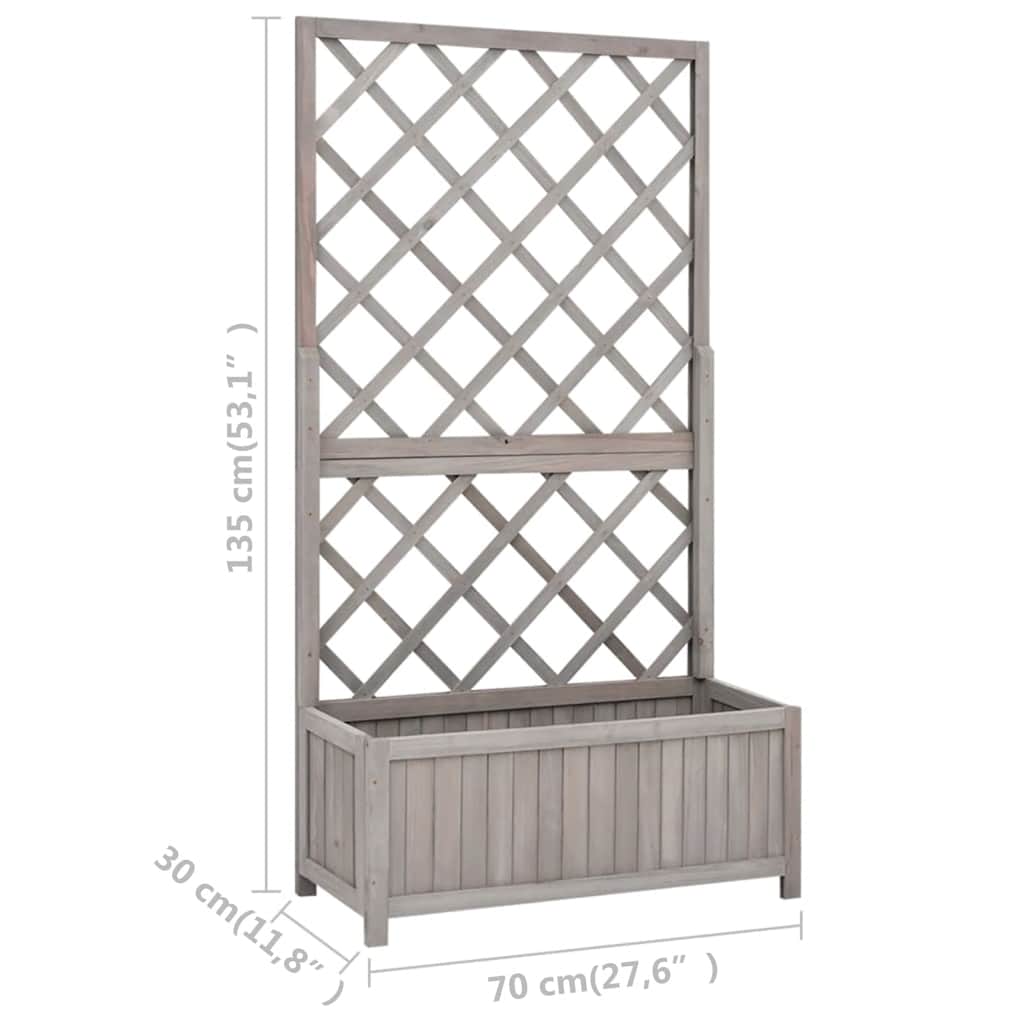 Garden Trellis with Flower Box Gray 70x30x135 cm Fir Wood