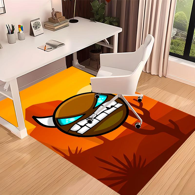 1pc Geometry Dash5 Print Area Rug - Soft, Washable Non-Slip Indoor Mat for Office Chairs, Living Room, Home Office Decorative Rug