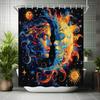 Boho Mid Century Shower Curtain Celestial Sun Moon Love Stars Fantasy Galaxy Shower Curtains Hippie  Cool Colorful With 12 Hoo