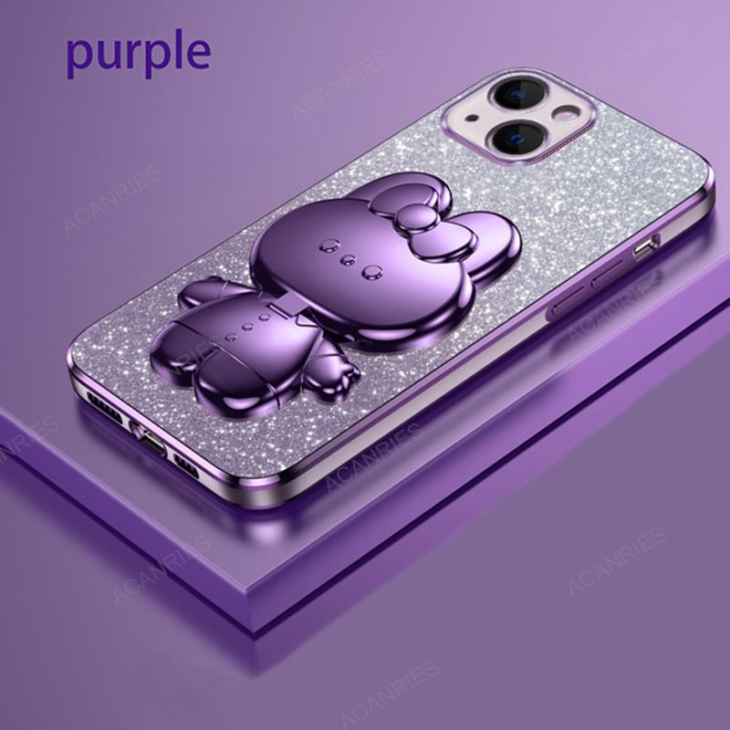 

Милый 3D Кролик Макияж Зеркало Подставка Покрытие Чехол Для Iphone 15 Pro Max 14 Plus 13 12 Mini 11 X Xr Xs 8 7 Se Защитная Задняя Крышка For Iphone 7 Plus