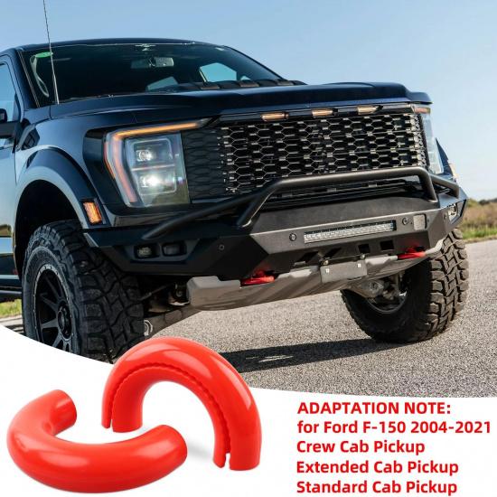 2PCS Tow Hook Covers For Ford F150 2004-2024, Compatible With Toyota Tundra 2017-, Car Accessories For Front Bumper Tow Hook Rubber Sleeve (Red)