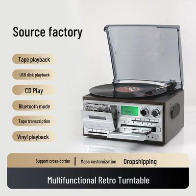 Retro Vinyl Player & Bluetooth Speaker with High-Fidelity Sound and Cassette Function - Perfect Gift