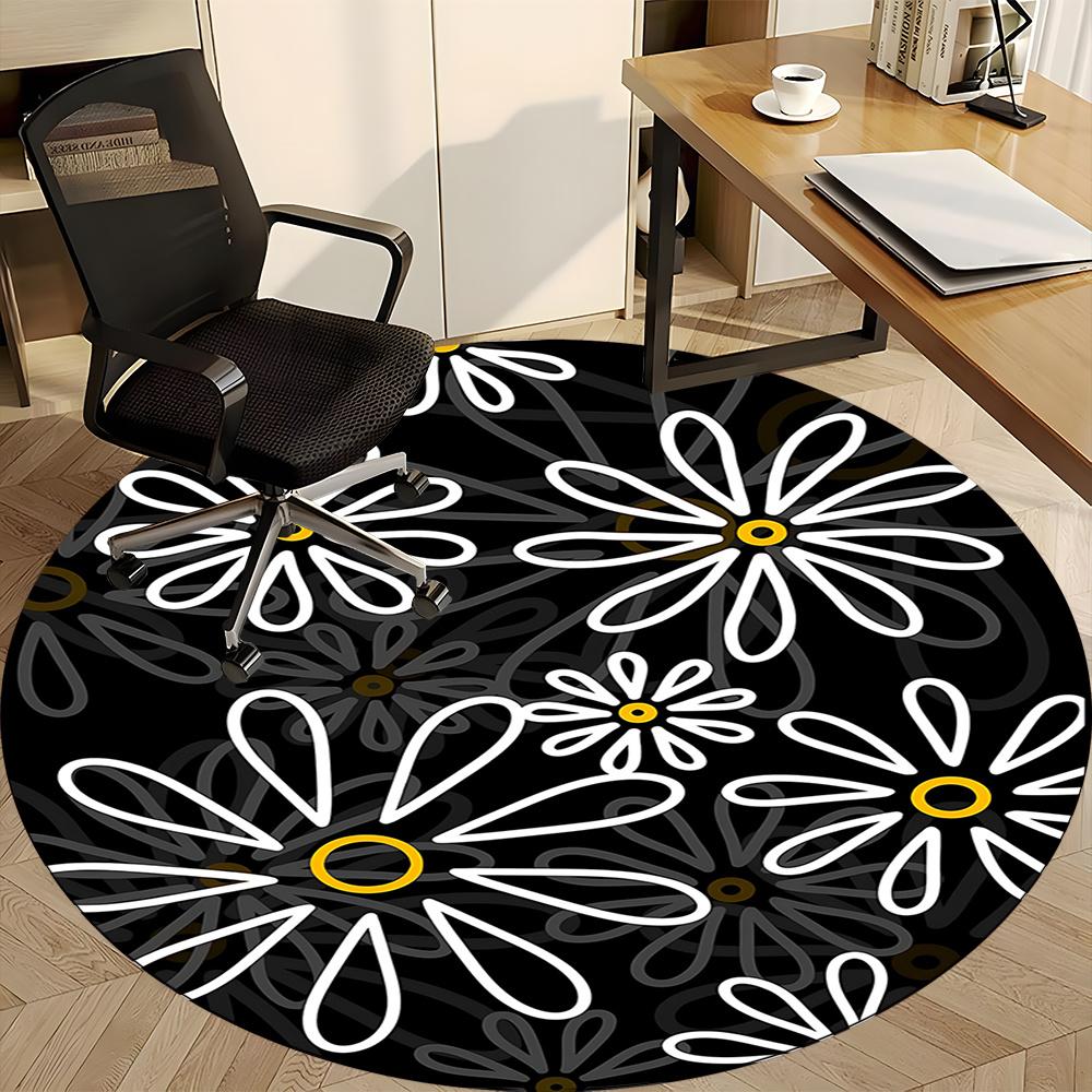 1pc Floral Pattern Office Round Area Rug, Indoor Mat Suitable ForOffice, Under Office Chairs Bedroom Living Room Home Decor, Room Decot154