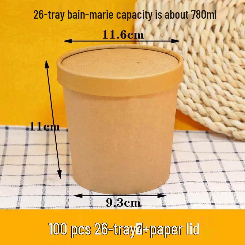 26oz Disposable Kraft Soup Containers with Lids