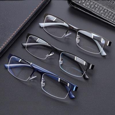 Metal Half Frame Reading Glasses TR90 Farsighted Eyeglasses Business Men Finished Presbyopic Eyewear With Diopter +1 To +4.0