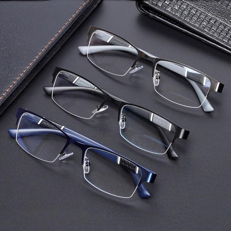 Metal Half Frame Reading Glasses TR90 Farsighted Eyeglasses Business Men Finished Presbyopic Eyewear With Diopter +1 To +4.0