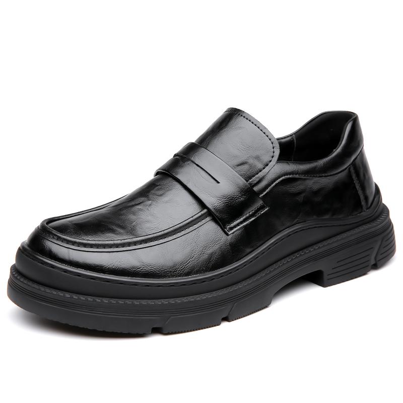 Fashion Classic Brand Men's Thick Soled Loafers Retro Brown Office Business Work Shoes Men's Banquet Formal Shoes Height Increasing