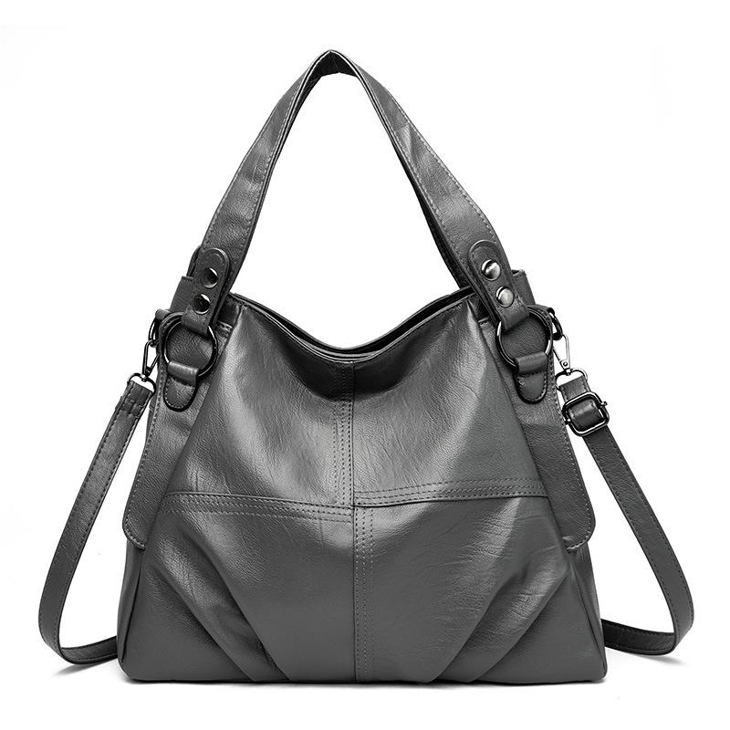 2023 Trendy Women's PU Handbag: European & American Patchwork, High-Quality, Large, Simple Design