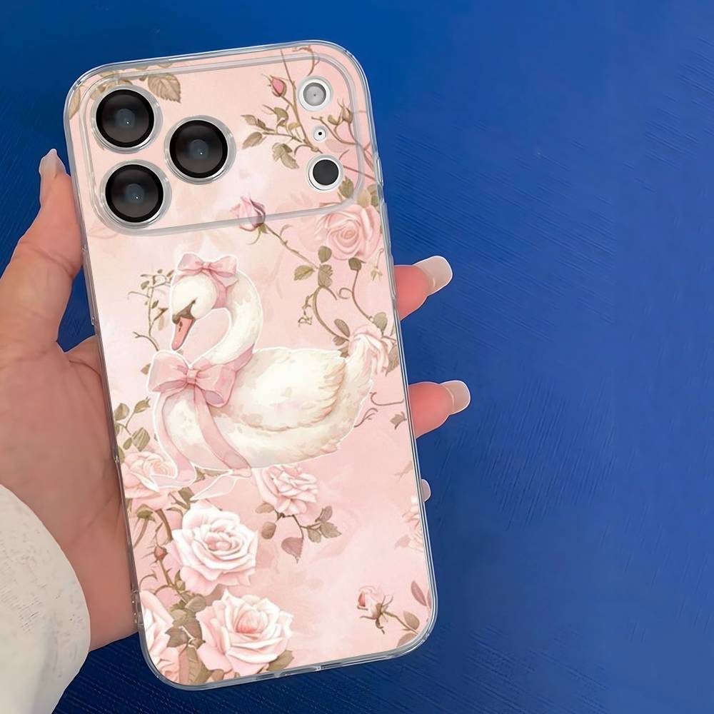 

3D Black Swan Transparent TPU Phone Case for iPhone 17 11 12 13 14 15 16 Pro Max 16 Plus Cover iPhone 16 plus