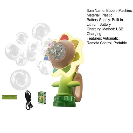 Sunflower Bubble Machine for Car Automatic Bubble Blower with Remote Control Fun Swing Dance Bubble Maker with Colorful Lighting for Parties Events