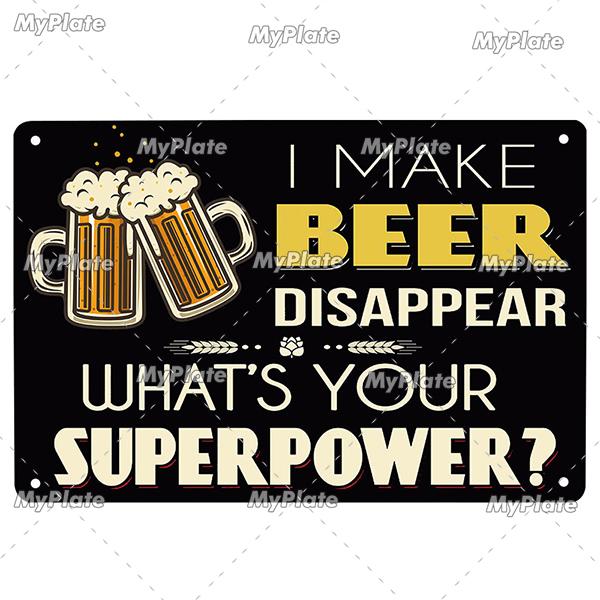 [MyPlate] Beer Metal Sign Plaque Metal Vintage Pub Tin Sign Wall Decor For Pub Club Man Cave Bar Decoration Tin Plates