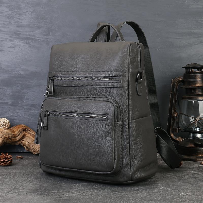 

Рюкзак из натуральной кожи большой вместимости для деловых поездок, одноплечевой и двухплечевой, двойного назначения, сумка для компьютера