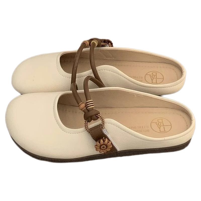 Half-slipper Women's Summer Flat One-foot French Flip-flops with Mary Jane's Single Shoes