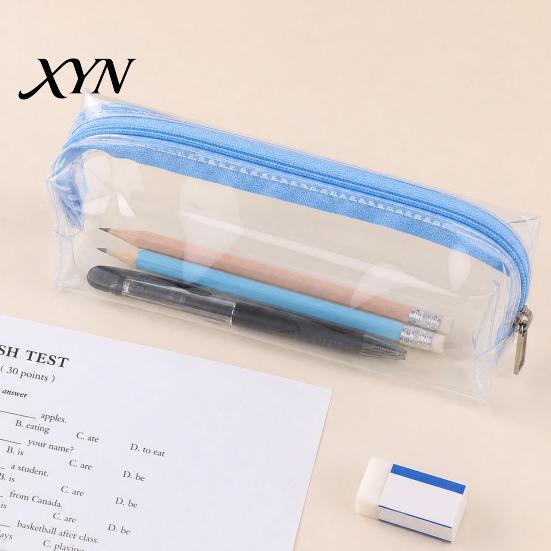Portable Pen And Ink Holder Clear PVC Pencil Case, Waterproof Stationery Bag for Students, Transparent Tear-resistant Pouch School Exam, Large