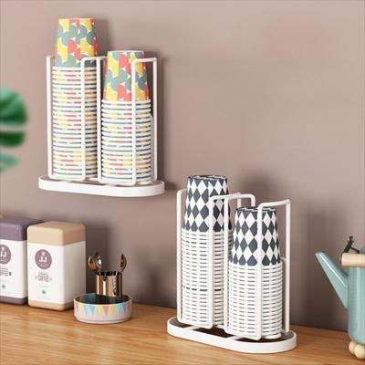 Porte-gobelets jetables créatifs à monter au mur Distributeur de gobelets métallique sans perçage Gain de place Flexible Rangement Présentoir pour tasses