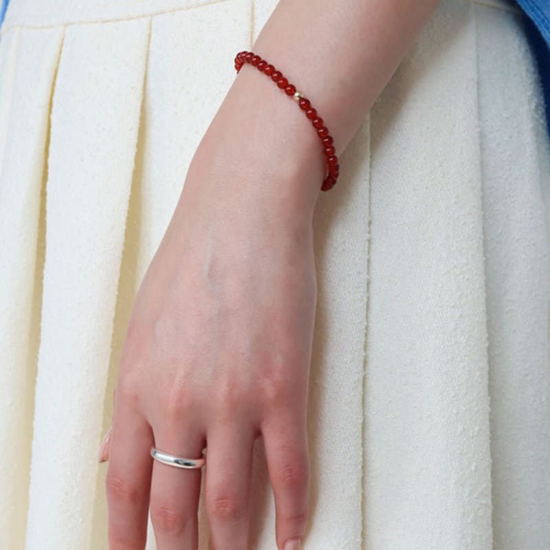 

modernlike 14k gold jade stone bracelet 4mm Yellow Gold
