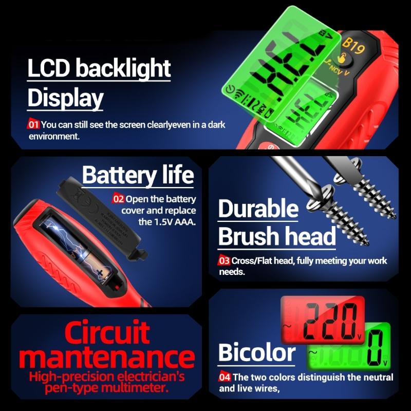 Voltage Tester, Non-Contact Voltage Tester, Electrical Tester, 11V-450V Digital Buzzer Alarm, Live Wire Tester