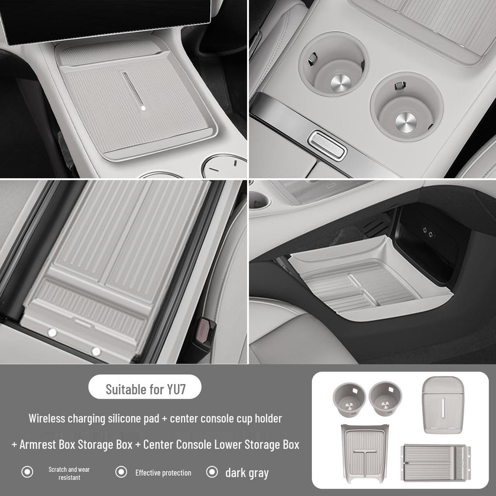 Protection Porte-Gobelet d'Eau pour Console Xiaomi YU7 - Ensemble d'Accessoires de Voiture en Silicone Antidérapant et Imperméable 5 Pièces