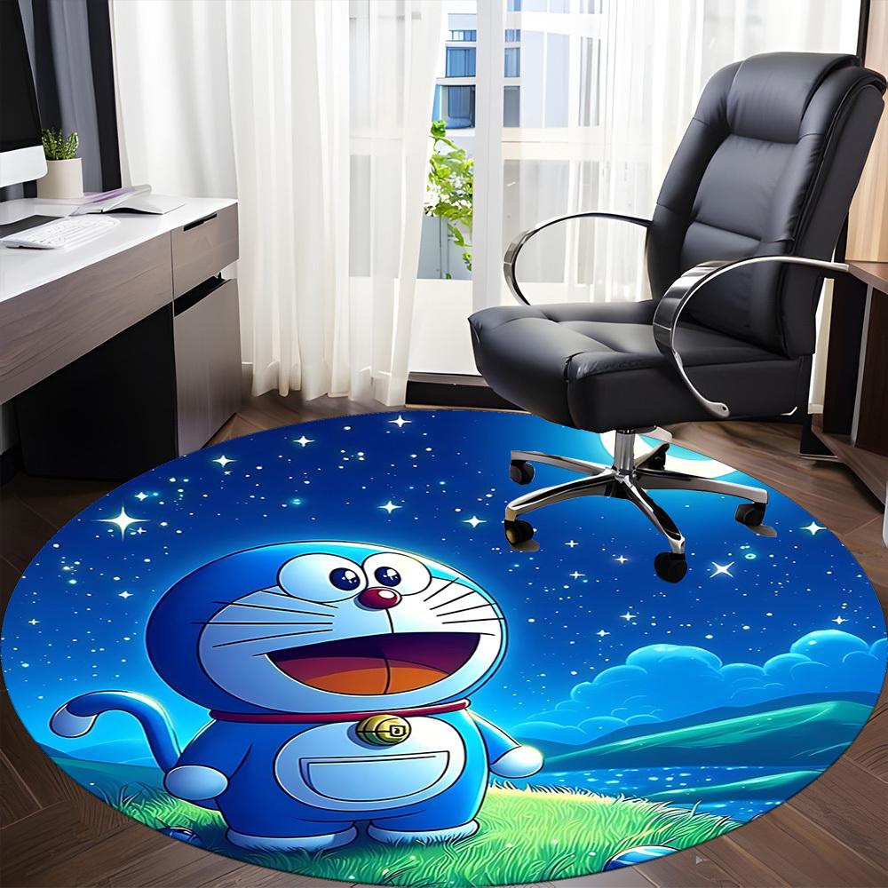 1pc Doraemon, Night Scene Chair Carpet for Office Non-Slip,Machine Washable Rug for Office, Room - Holiday Decor - Machine Made yy251017246